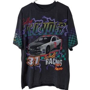Alpha Collective Vintage Style Car racing T Shirt. Charcoal Large NWOT